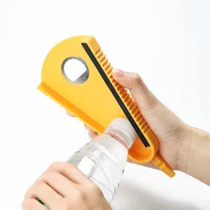Multi-functional bottle opener, universal jar and can opener with non-slip grip design.