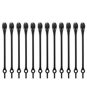 Black silicone lazy shoelaces set, elastic tie-free elastic shoestrings for sneakers.