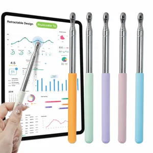 Telescopic touch screen pointer pen, replaceable tip teacher pointer for classroom and office use.