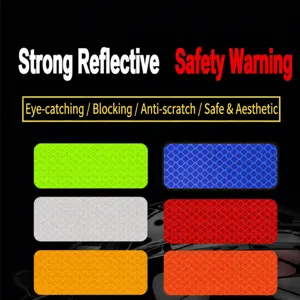 Reflective warning stickers for cars and motorcycles, waterproof night safety decals.