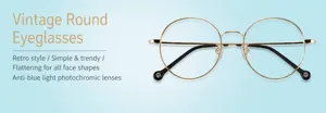 Monture de lunettes ronde en métal vintage légère classique optique pour la mode quotidienne.