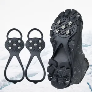 Winter ice cleats anti-slip shoe grips for snow walking, durable rubber traction cleats.