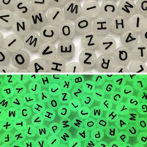 Luminous Acrylic Letter Beads Glow In The Dark Black Letters Loose Beads For DIY Handmade Friendship Bracelet Jewelry