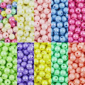 Acrylic Loose Beads Round Colorful Iridescent AB Coated Beads For DIY Bracelet Necklace Craft Jewelry Making Accessories