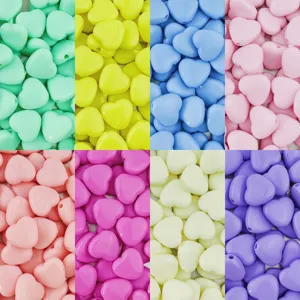 Acrylic Heart Loose Beads Colorful Love Shape Vertical Hole DIY Jewelry Making Accessories For Bracelet Crafting
