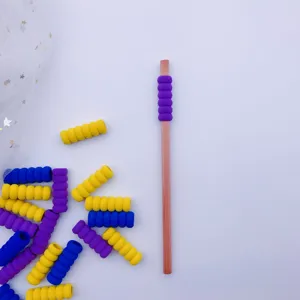 Foam pen grip sleeve detail, anti-slip soft sponge holder for students pencil and pen.