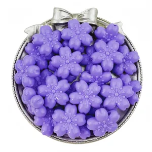 22mm purple acrylic cherry blossom flower beads bulk for DIY jewelry making accessories.