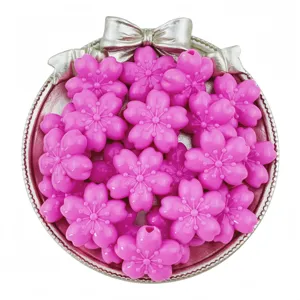 22mm acrylic cherry blossom beads 5 petal flower loose DIY bracelet hair tie jewelry accessories