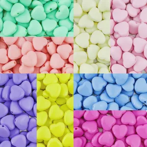 Acrylic heart shaped loose beads for DIY handmade bracelets, necklaces and craft jewelry making.