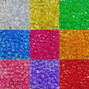 6x9mm transparent pony beads large hole colorful acrylic hair braiding DIY craft jewelry