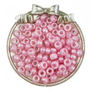 Perline a barilotto rosa perlato pony beads per trecce di capelli e accessori fai da te.