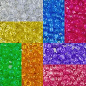 Transparent pony beads 6x9mm large hole plastic barrel beads for hair braids DIY jewelry accessories