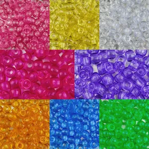 Transparent barrel pony beads bulk for DIY hair braiding and handmade jewelry crafting accessories