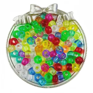 6x9mm transparent pony beads large hole colorful barrel craft beads for diy hair braiding accessories
