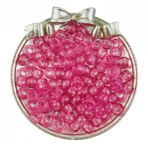 6x9mm transparent pink barrel pony beads for hair braiding and diy jewelry making accessories.