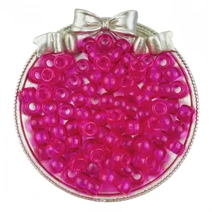 6x9mm Translucent Hot Pink Pony Beads Barrel Hair Braid Craft Beads DIY Jewelry Accessories