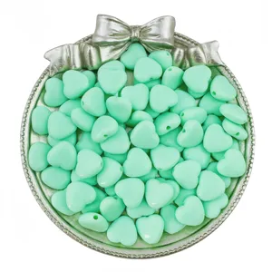 Acrylic heart loose beads mint green DIY bracelet jewelry making accessories crafting supply