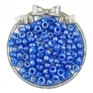 Perline pony blu 6x9mm perline a barilotto con foro grande per trecce capelli gioielli fai da te.
