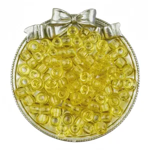 6x9mm transparent yellow pony beads large hole barrel beads for hair braiding DIY jewelry making