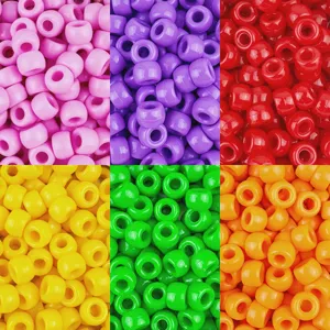 Acrylic Barrel Beads Pony Beads Large Hole Loose Beads For Hair Braiding DIY Jewelry Making Craft Supplies