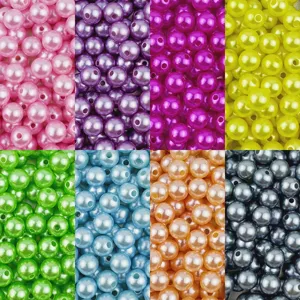 ABS Imitation Pearl Beads Round Loose Beads With Hole Colorful DIY Jewelry Making Craft Accessories