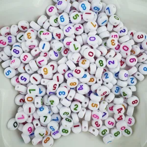 cuentas de numeros acrilicas blancas 4x7mm abalorios digitales coloridos diy joyeria