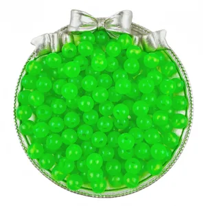 Green acrylic luminous jelly round beads detail shot for craft DIY jewelry accessories