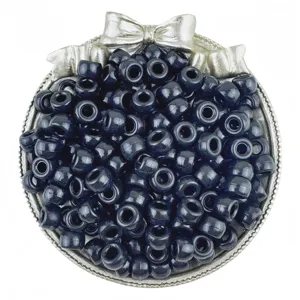 6x9mm dark blue pony beads large hole plastic barrel beads for hair braiding and DIY jewelry making.
