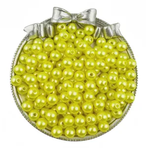 Yellow ABS imitation pearl beads detail, 3-12mm straight hole DIY jewelry making accessory