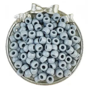 6x9mm grey pony beads large hole barrel beads for hair braiding and DIY jewelry making crafting accessories