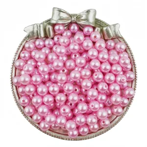 Pink ABS imitation pearls round loose beads for DIY handmade jewelry bracelets crafting accessories