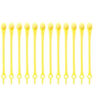 Yellow silicone lazy shoelaces elastic tie-free shoe strings for sneakers 12pcs pack
