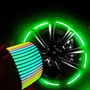 Car Wheel Hub Luminous Stickers Reflective Anti Collision Strip Colorful Motorcycle Electric Vehicle Decals