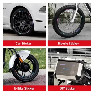 Colorful reflective wheel stickers for car motorcycle bike rim safety warning strip decals