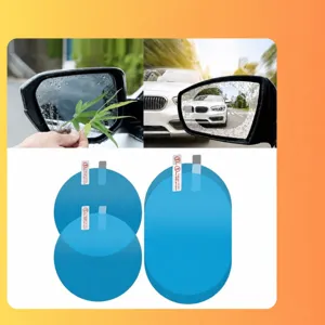 Car rearview mirror anti-rain film anti-fog waterproof sticker for clear driving view safety.