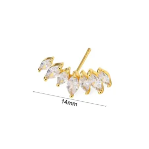 Gold-plated marquise cubic zirconia ear crawler earring, elegant minimalist detail view.