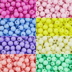 Acrylic matte round beads bulk for DIY handmade bracelet necklace jewelry making supplies.