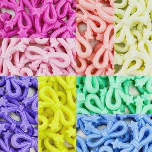 Acrylic star bow beads for DIY bracelets jewelry making craft accessories 20x33mm