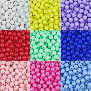 Acrylic round loose beads colorful solid color beads DIY handmade jewelry making materials