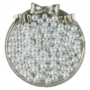 ABS white imitation pearl beads with holes for DIY jewelry making bracelets and crafts accessory