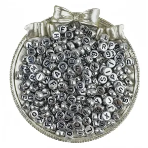 4x7mm silver acrylic alphabet letter beads for DIY handmade jewelry making accessories