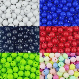 Acrylic solid round loose beads for DIY jewelry making, bracelets and necklaces crafting.