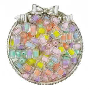 12mm acrylique cylindre perles de couleur intérieure vrac bricolage bijoux accessoires