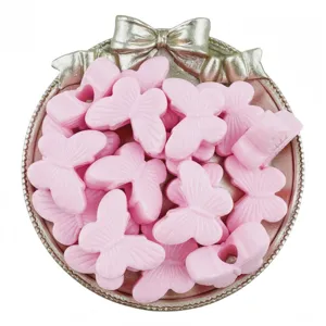 Pink acrylic butterfly beads large hole diy jewelry making charm cute pink craft accessories