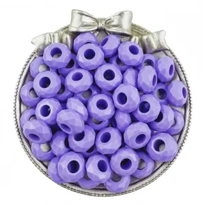 14mm acrylique facetté grand trou abaque perles plates perles en vrac pour bijoux DIY artisanat