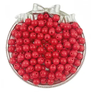 Acrylic round loose beads with silver bow tray DIY handmade jewelry making accessories.