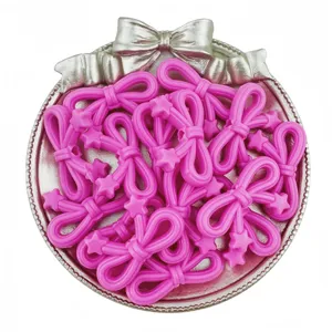 Acrylic star bow beads pink DIY handmade jewelry making accessories for bracelets and crafts.