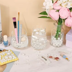 Perle rotonde imitazione ABS senza foro per creazione di gioielli DIY e accessori.
