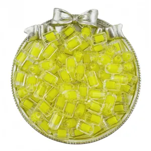 12mm acrylique cylindre perles couleur interieure jaune perles en vrac pour accessoires diy