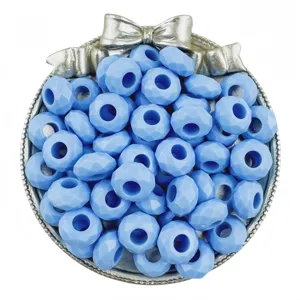 Perles d'abaque facettees en acrylique bleu clair 14mm pour la fabrication de bijoux DIY